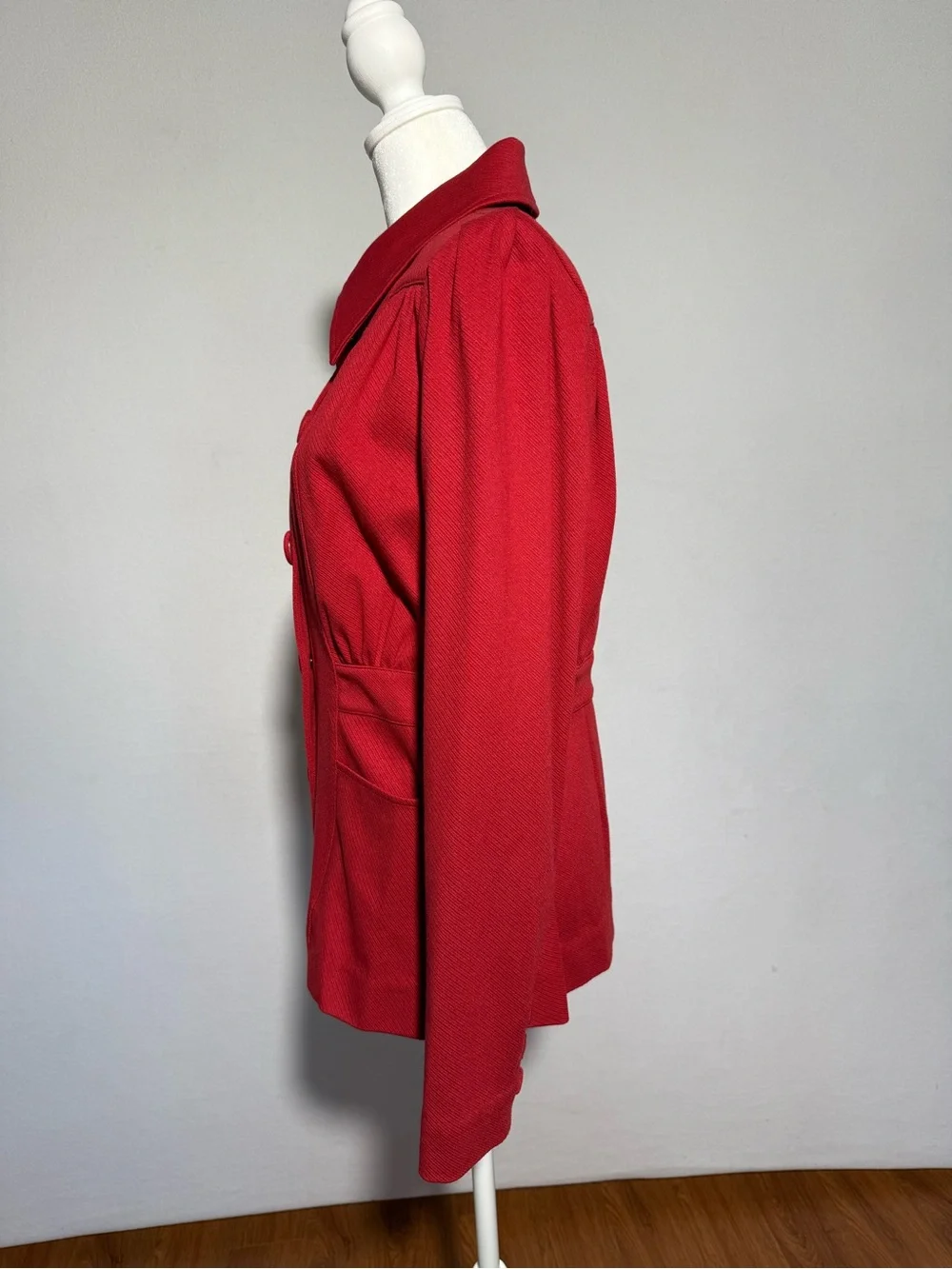 CAbi Red Button-Front Pea Coat - Picture 2 of 8